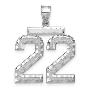 14k White Gold, Varsity Collection, Large D/C Pendant, Number 22